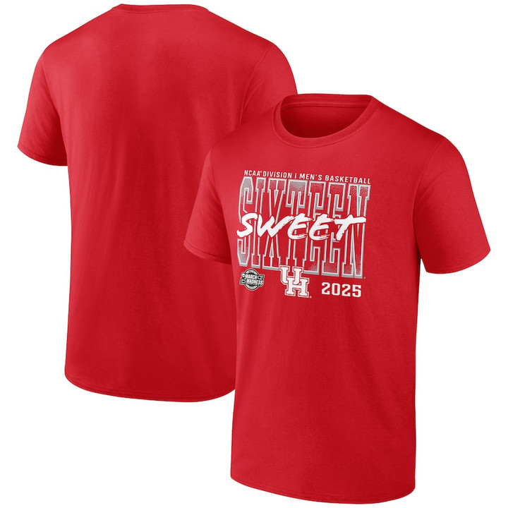 Houston Cougars 2025 Men's Basketball Tournament March Madness Sweet 16 T-Shirt - Red