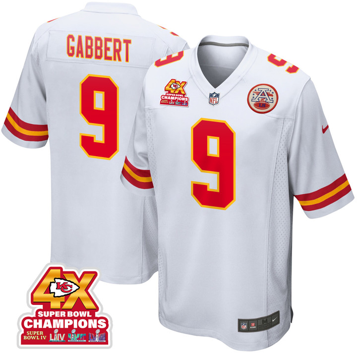 Blaine Gabbert 9 Kansas City Chiefs Super Bowl LVIII Champions 4X Game Men Jersey - White