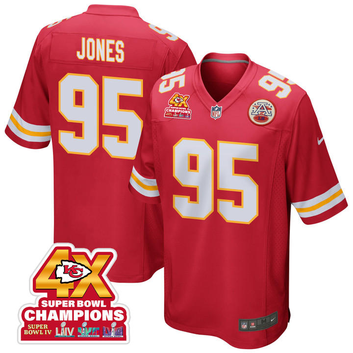 Chris Jones 95 Kansas City Chiefs Super Bowl LVIII Champions 4X Game Men Jersey - Red
