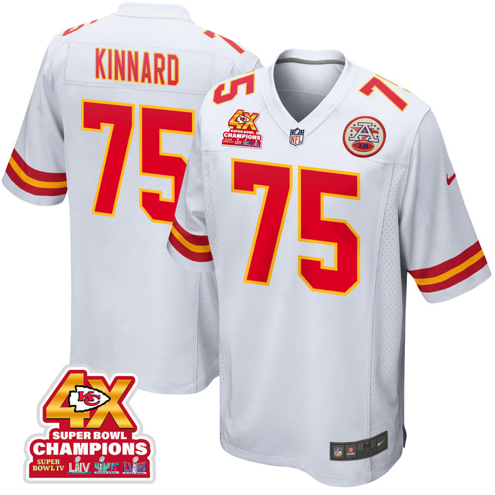 Darian Kinnard 75 Kansas City Chiefs Super Bowl LVIII Champions 4X Game Men Jersey - White