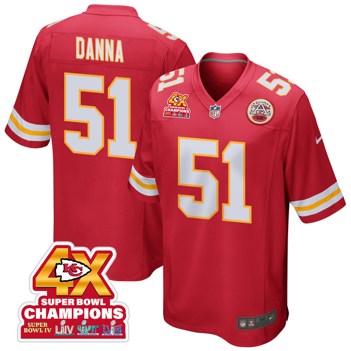 Mike Danna 51 Kansas City Chiefs Super Bowl LVIII Champions 4X Game Men Jersey - Red
