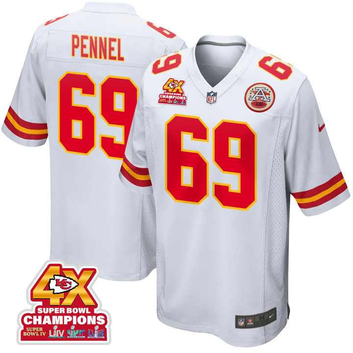 Mike Pennel 69 Kansas City Chiefs Super Bowl LVIII Champions 4X Game Men Jersey - White