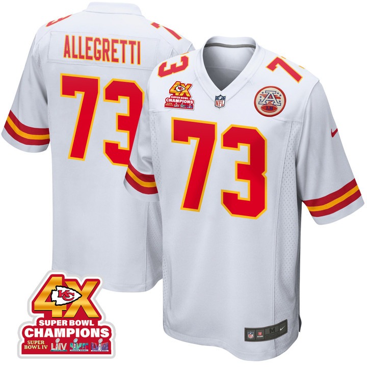 Nick Allegretti 73 Kansas City Chiefs Super Bowl LVIII Champions 4X Game Men Jersey - White