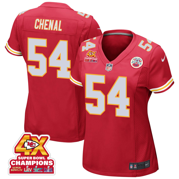 Leo Chenal 54 Kansas City Chiefs Super Bowl LVIII Champions 4X Game Women Jersey - Red