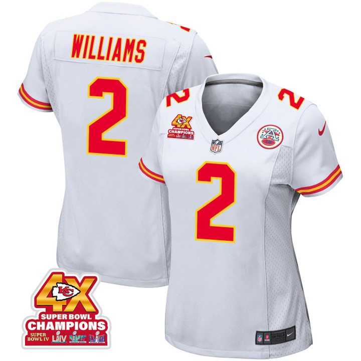 Joshua Williams 2 Kansas City Chiefs Super Bowl LVIII Champions 4X Game Women Jersey - White