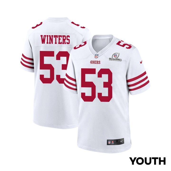 Dee Winters 53 San Francisco 49ers 2024 Divisional Patch Game YOUTH Jersey - White