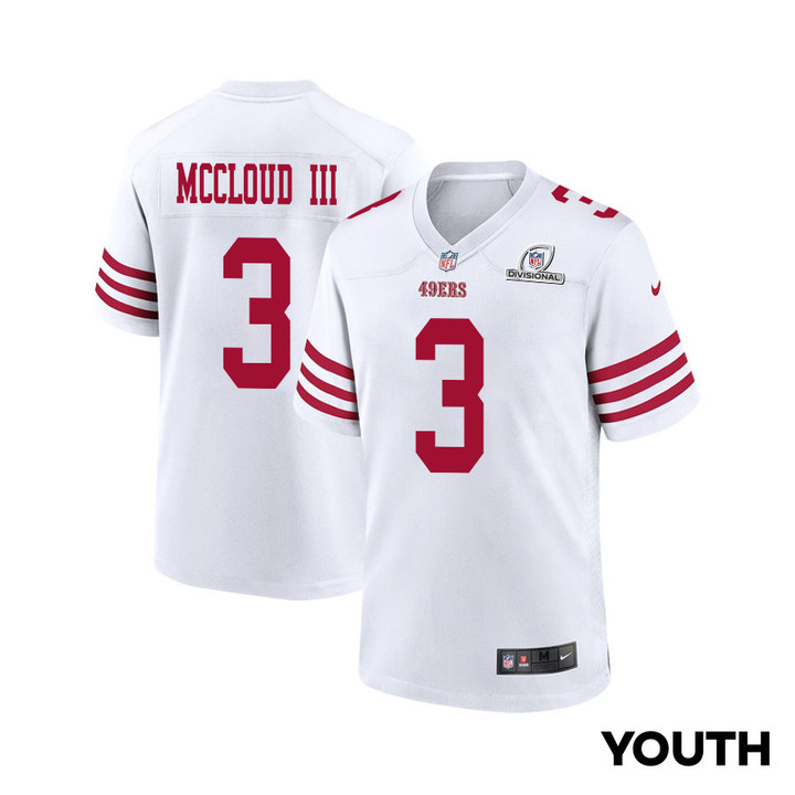 Ray-Ray McCloud III 3 San Francisco 49ers 2024 Divisional Patch Game YOUTH Jersey - White