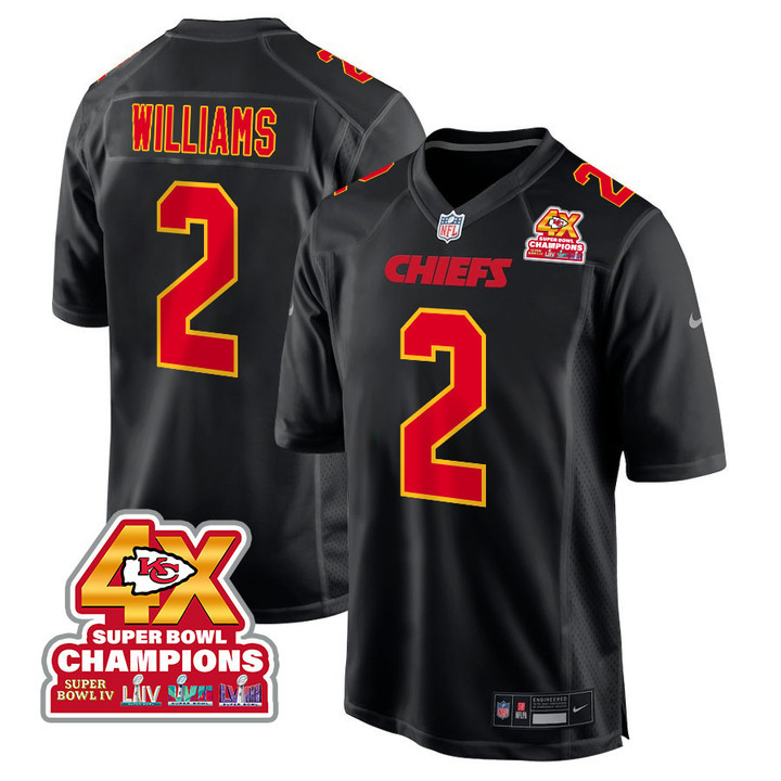 Joshua Williams 2 Kansas City Chiefs Super Bowl LVIII Champions 4X Fashion Game Men Jersey - Carbon Black