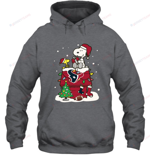 A Happy Christmas With Houston Texans Snoopy Hoodie - Charcoal