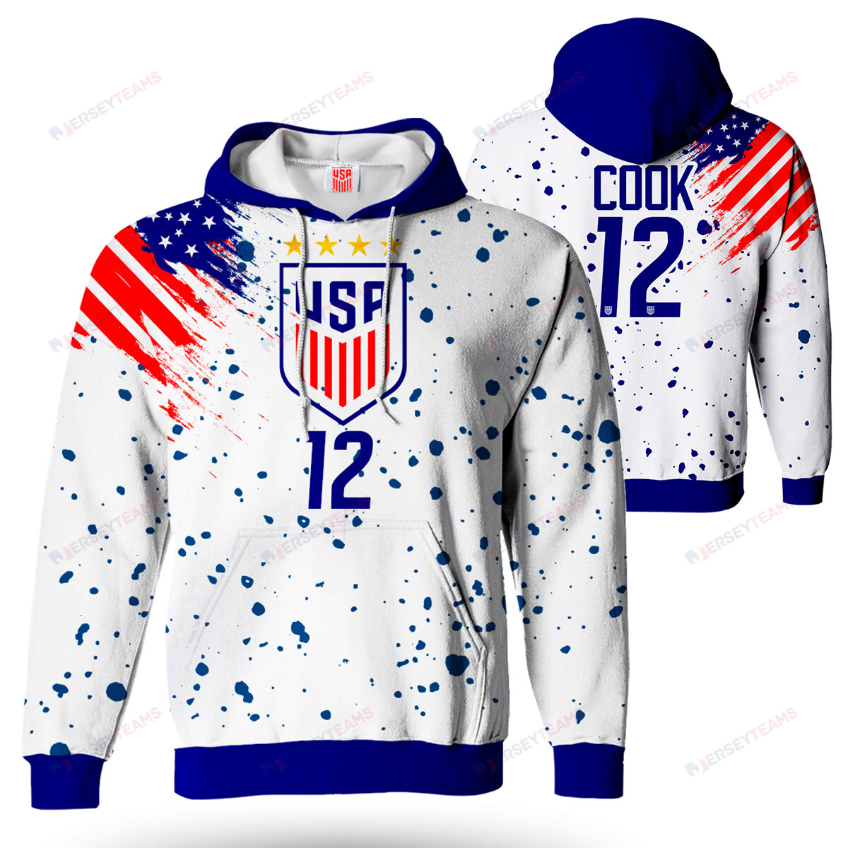 Alana Cook 12 USWNT Soccer Women Printed All Over Printed Pullover Hoodie - White