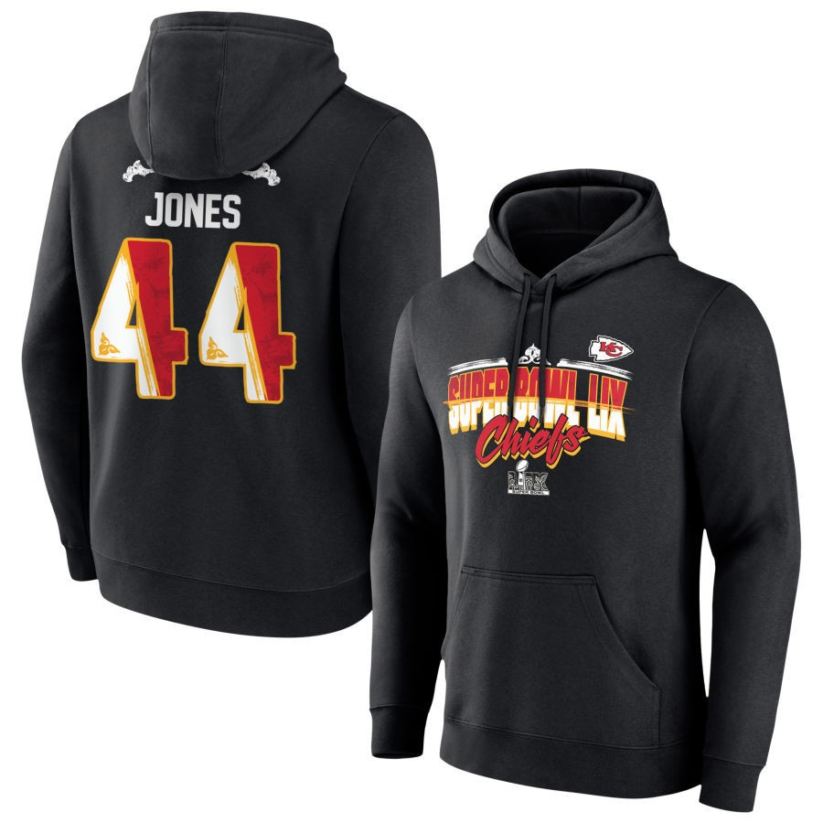 Cam Jones 44 Kansas City Chiefs Super Bowl LIX Pullover Hoodie - Black