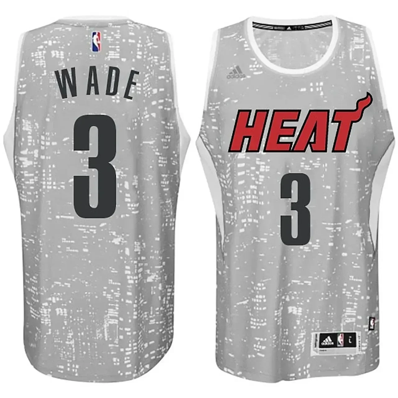 Male Miami Heat 3 Dwyane Wade City Lights Gray Swingman Jersey