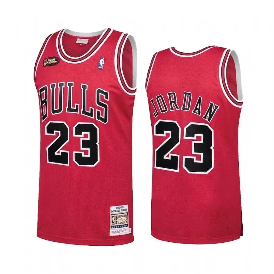 Men's Chicago Bulls 23 Michael Jordan Red Hardwood Classics Jersey