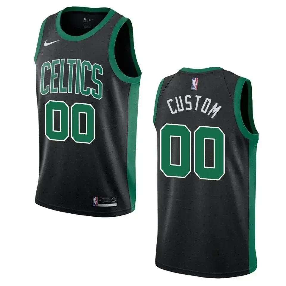 Men's Boston Celtics 00 Custom Statement Swingman Jersey - Black