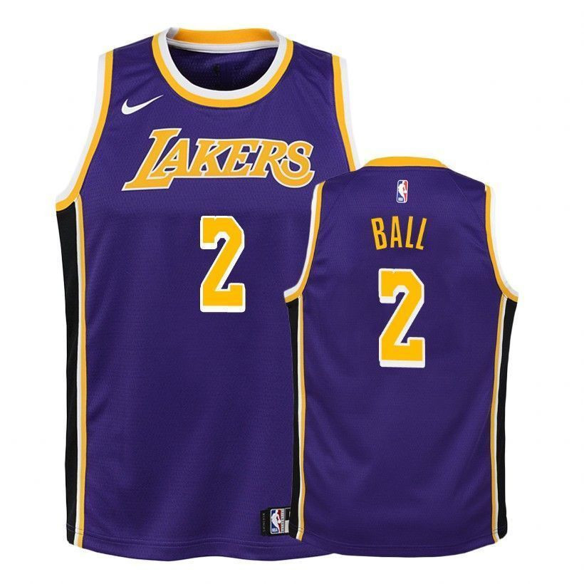 Youth Lakers Lonzo Ball 2 2018-19 Statet Purple Jersey