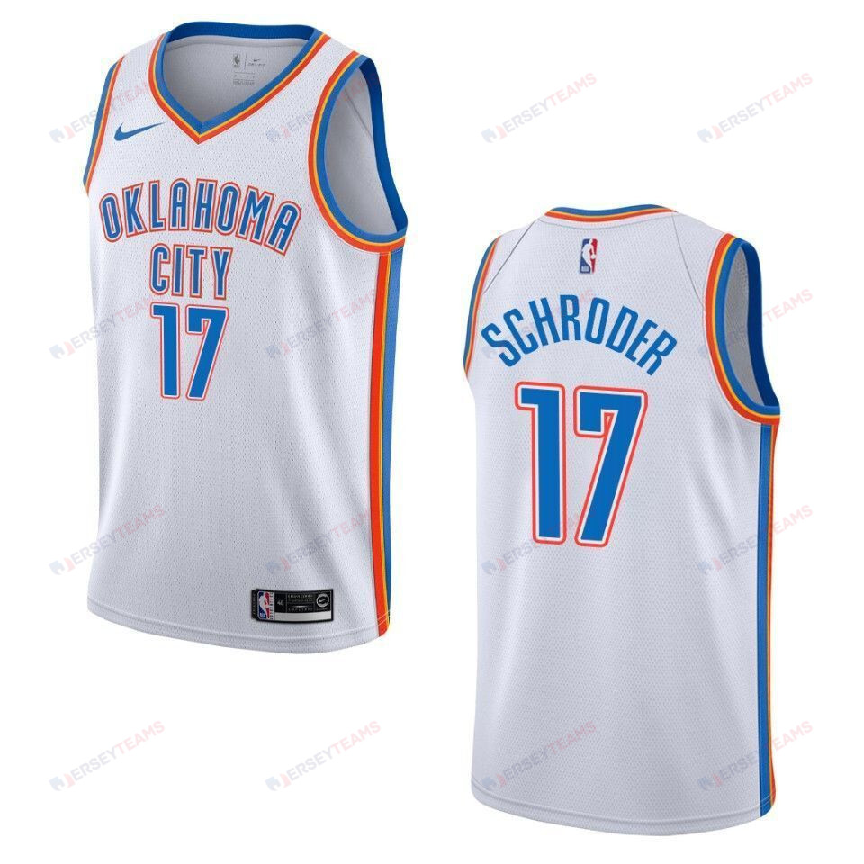 Men's Oklahoma City Thunder 17 Dennis Schroder Association Swingman Jersey - White