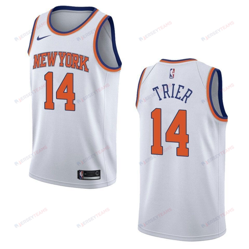 Men's New York Knicks 14 Allonzo Trier Association Swingman Jersey - White