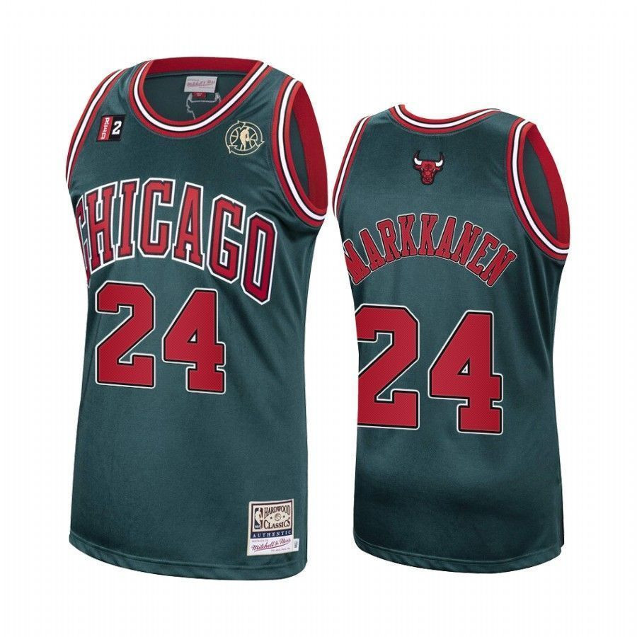 Men's Lauri Markkanen 24 Chicago Bulls Green Hardwood Classics Jersey