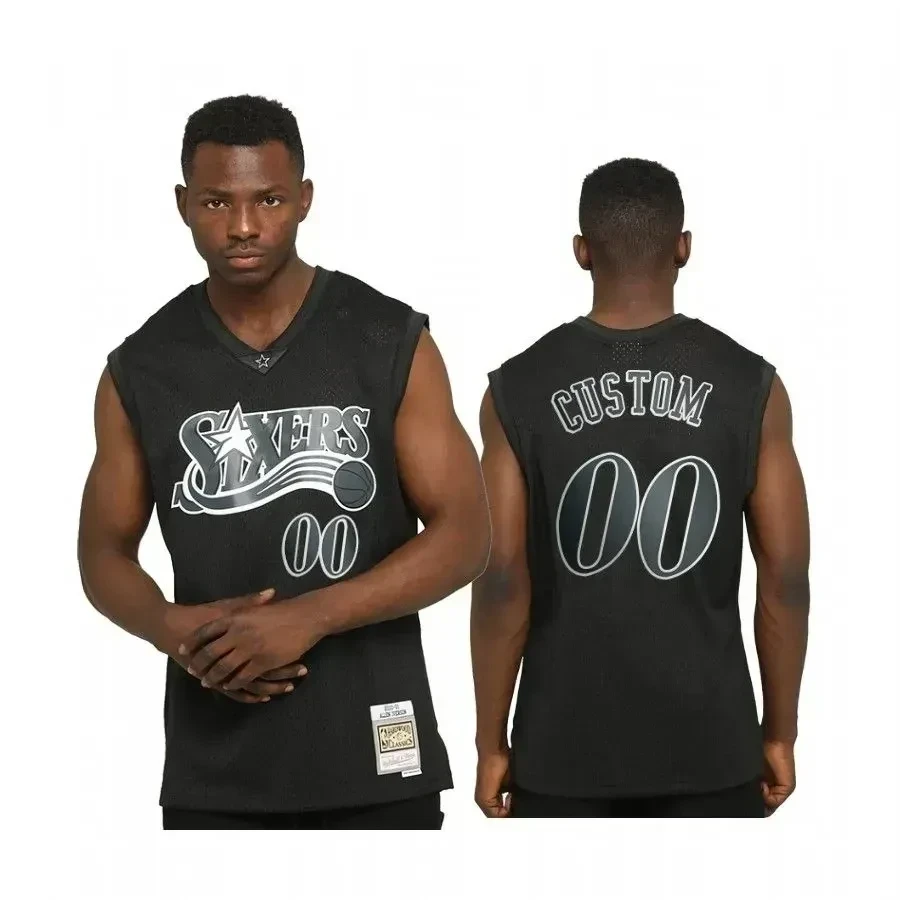 Men's Custom Philadelphia 76ers Hardwood Classics Black Jersey Allocation