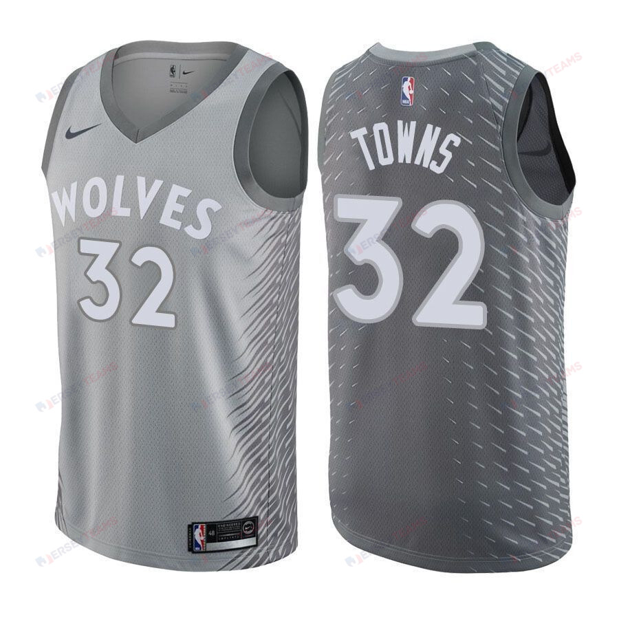 Timberwolves Male Karl-anthony Towns 32 City Edition Gray Jersey
