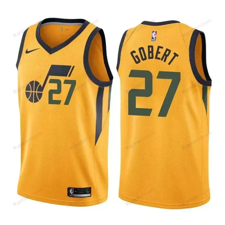 Men's Jazz Male Rudy Gobert 27 Statet Yellow Jersey