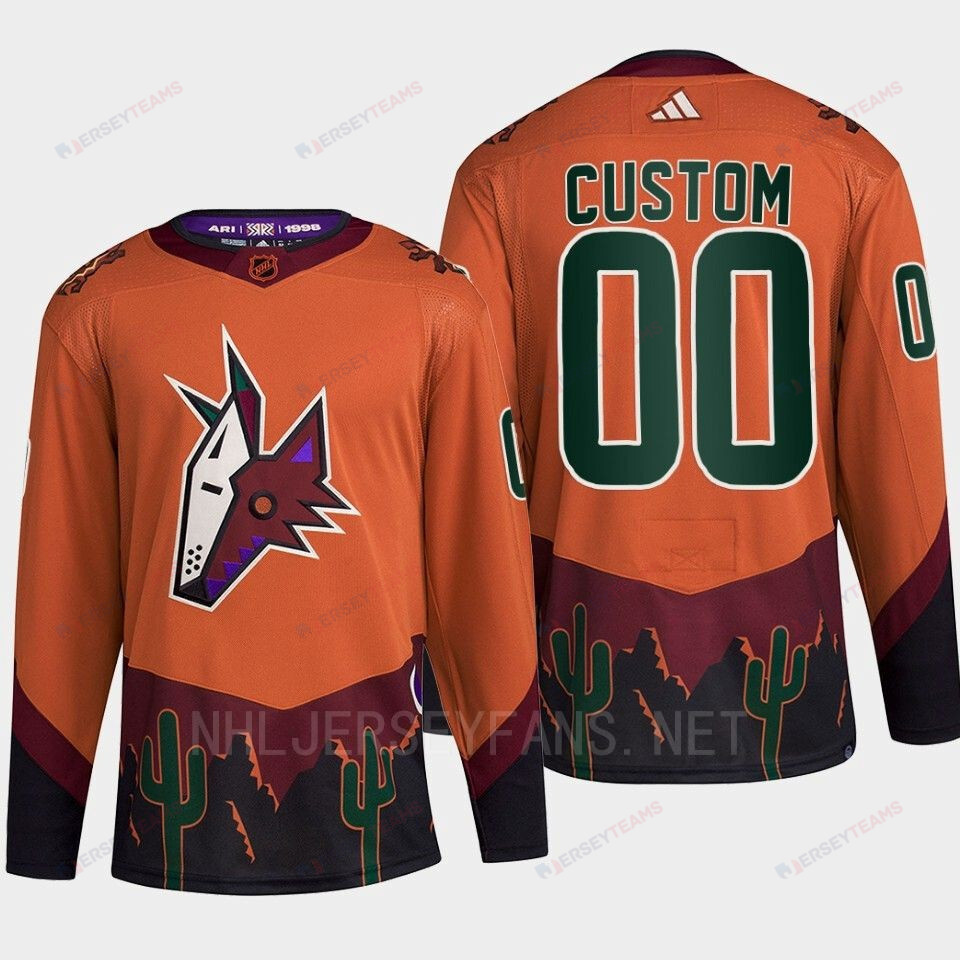 Arizona Coyotes 2022 Reverse Retro 2.0 Custom 00 Orange Primegreen Jersey Men's