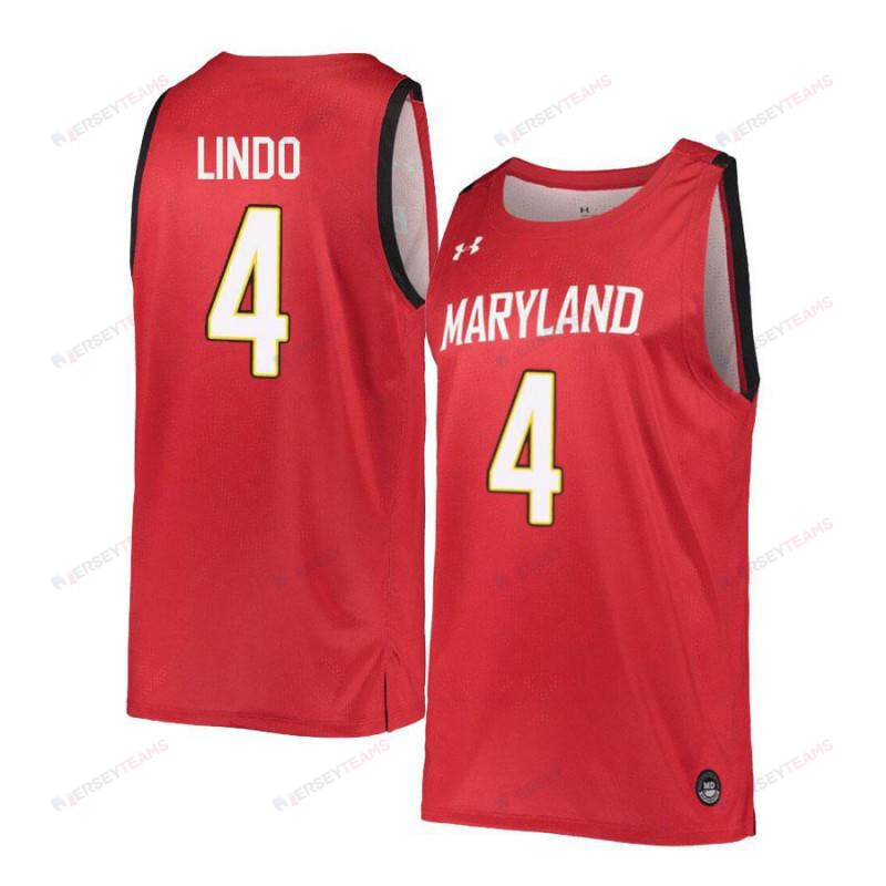 Mens Under Armour 4 Ricky Lindo Red Retro Maryland Terrapins Basketball Jersey