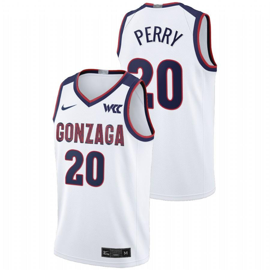 Gonzaga Bulldogs Kaden Perry 20 2023 White College Basketball  Men Jersey