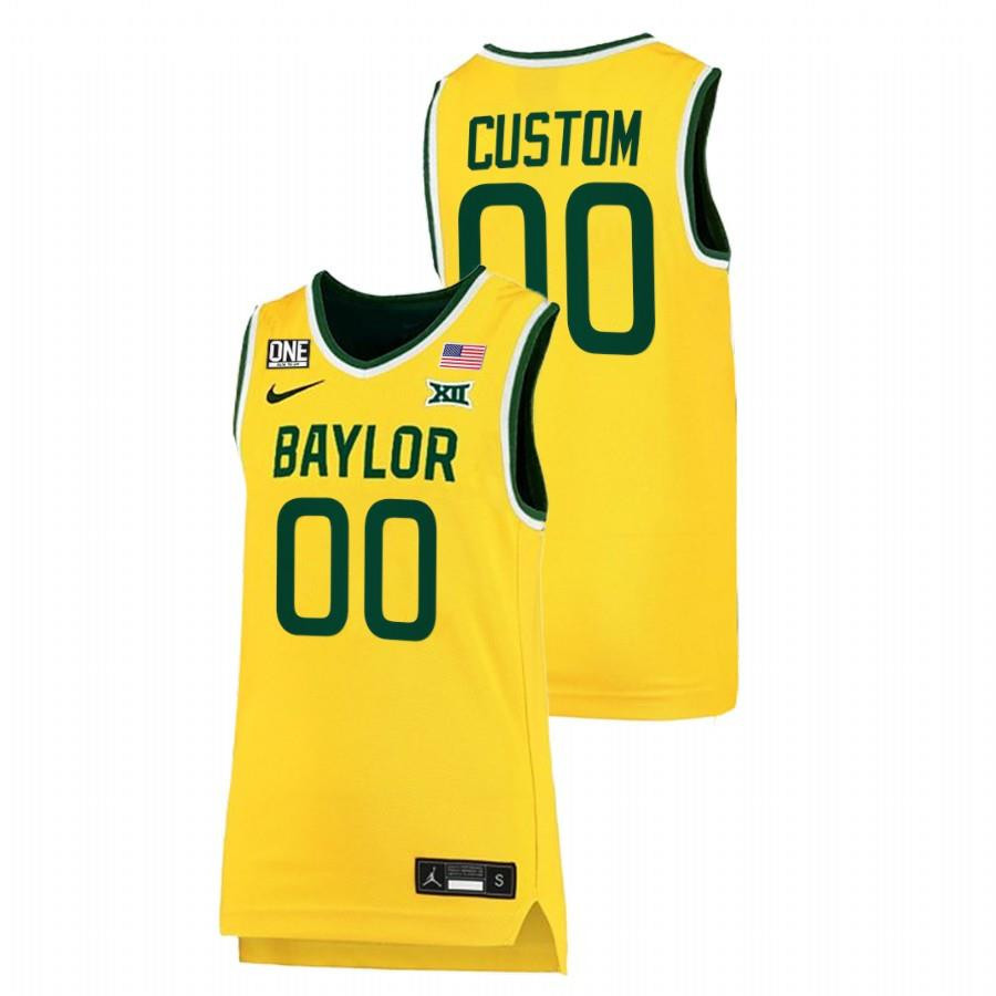 Custom 00 Gold Baylor Bears 2022 Big 12 College Basketball Jersey