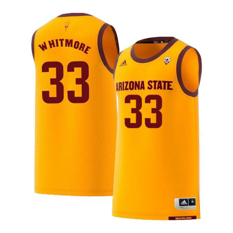 Men 33 David Whitmore Yellow Retro Arizona State Sun Devils Basketball Jersey