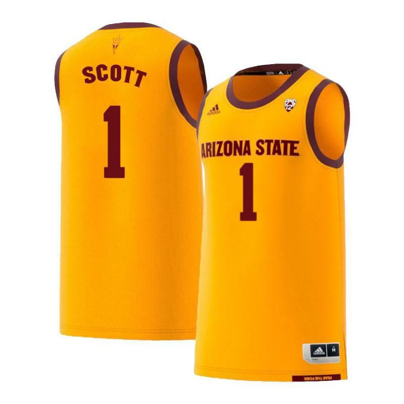 Men 1 Roosevelt Scott Yellow Retro Arizona State Sun Devils Basketball Jersey
