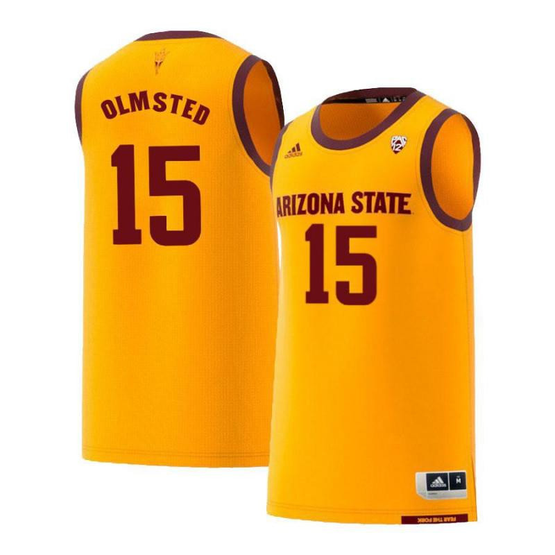 Men 15 John Olmsted Yellow Retro Arizona State Sun Devils Basketball Jersey