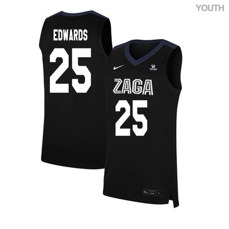 Youth 25 Ryan Edwards Black Elite Gonzaga Bulldogs Basketball Jersey