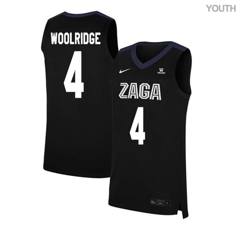Youth 4 Ryan Woolridge Black Elite Gonzaga Bulldogs Basketball Jersey