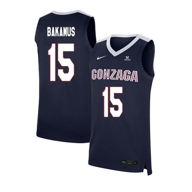 Men 15 Rem Bakamus Navy Elite Gonzaga Bulldogs Basketball Jersey