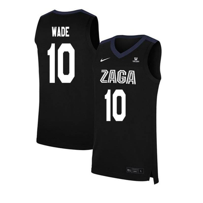 Men 10 Jesse Wade Black Elite Gonzaga Bulldogs Basketball Jersey
