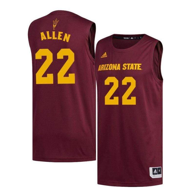 Men 22 Andre Allen Maroon Arizona State Sun Devils Basketball Jersey