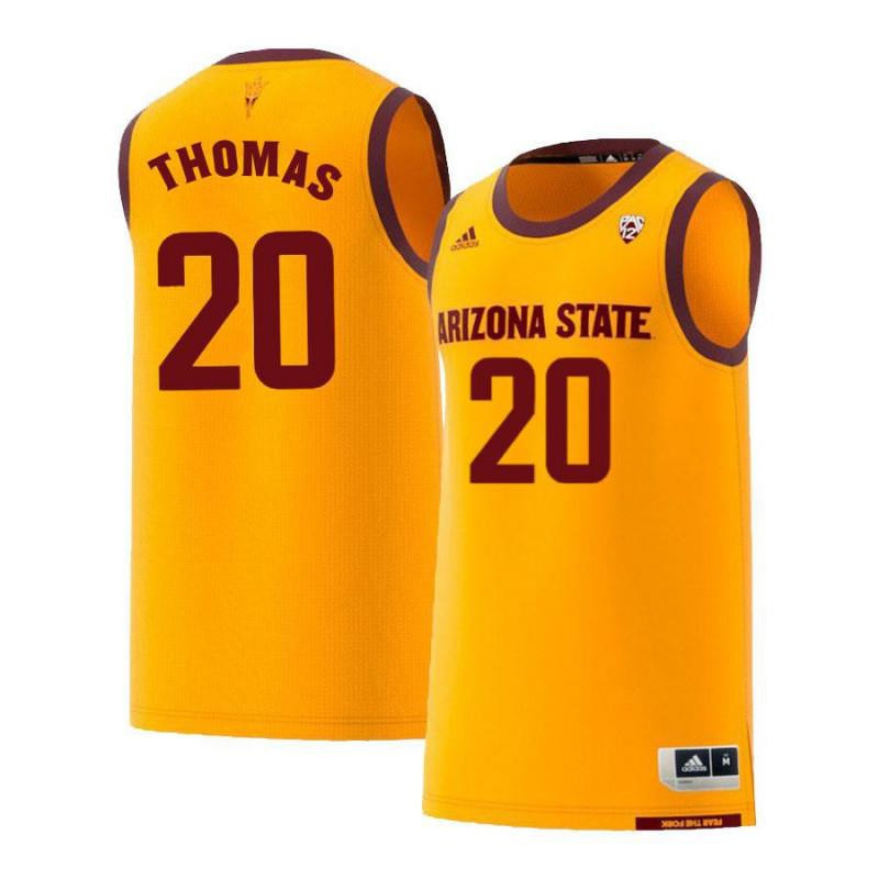 Men 20 Khalid Thomas Yellow Retro Arizona State Sun Devils Basketball Jersey