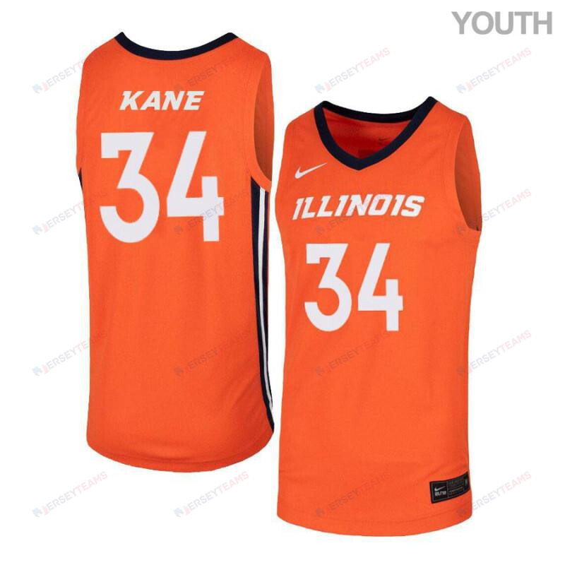 Youth 34 Samba Kane Orange Elite Illinois Fighting Illini Basketball Jersey