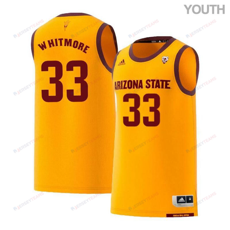 Youth 33 David Whitmore Yellow Retro Arizona State Sun Devils Basketball Jersey