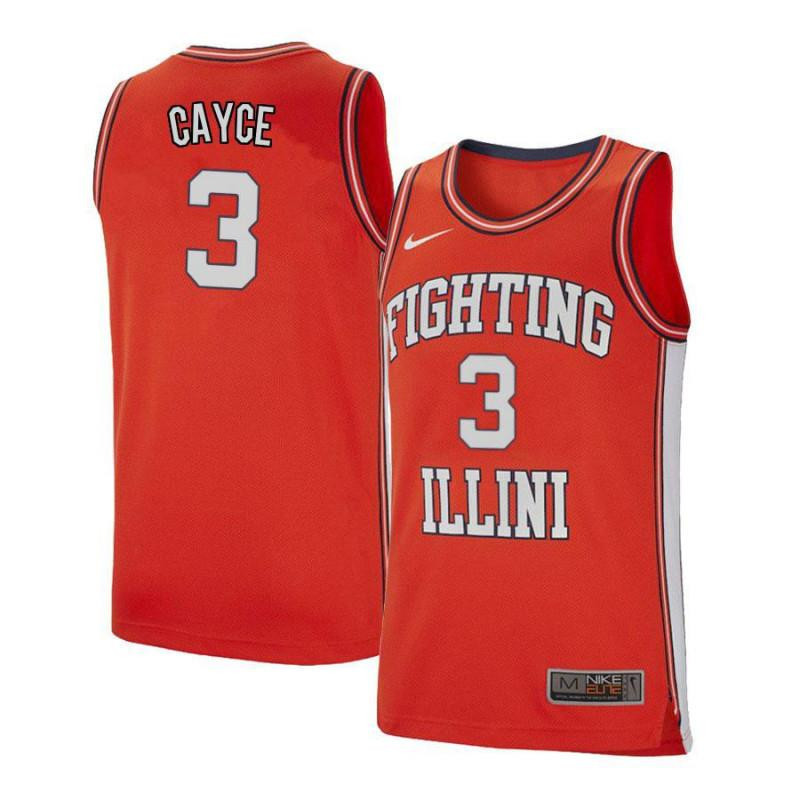 Men 3 Drew Cayce Orange Retro Elite Illinois Fighting Illini Basketball Jersey