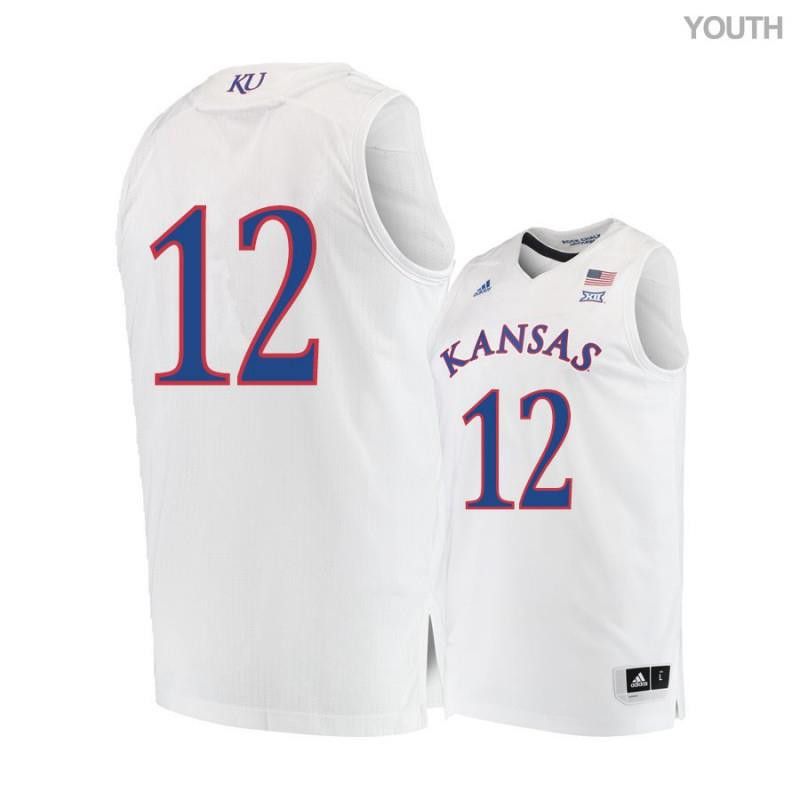 Youth 12 Chris Teahan White Kansas Jayhawks Basketball Jersey