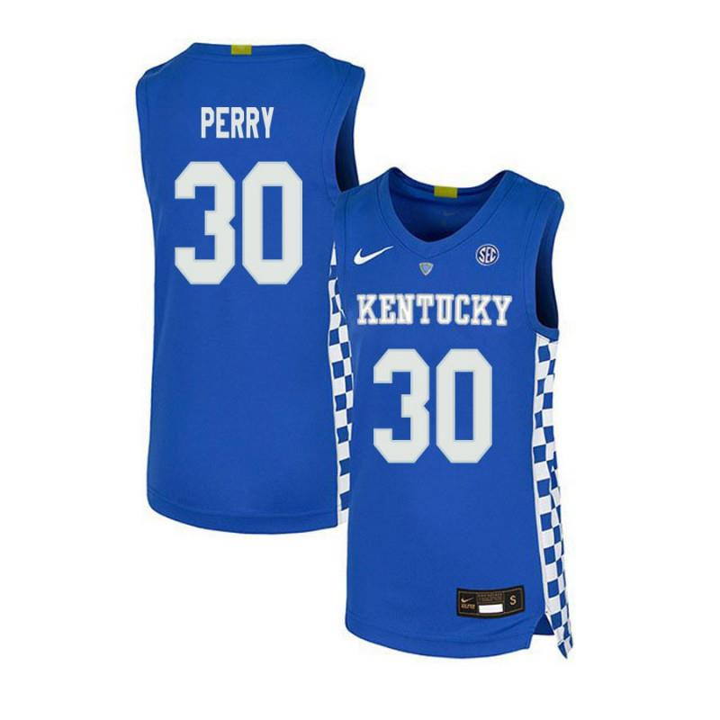 Men 30 Dwight Perry Royal Blue Elite Kentucky Wildcats Basketball Jersey