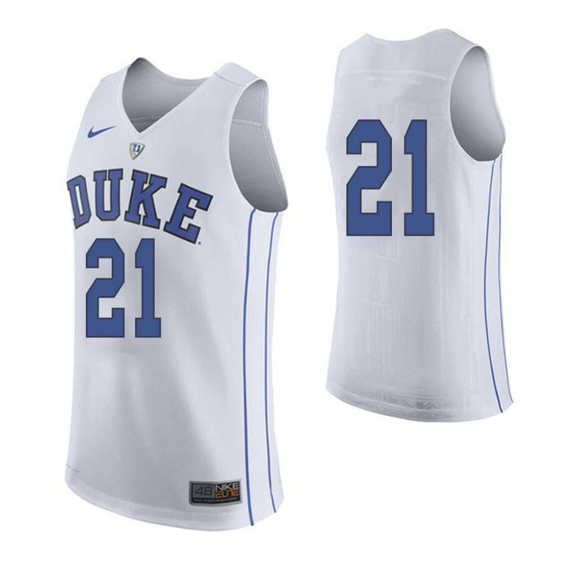 Men 21 Amile Jefferson Road White Elite Duke Blue Devils Basketball Jersey