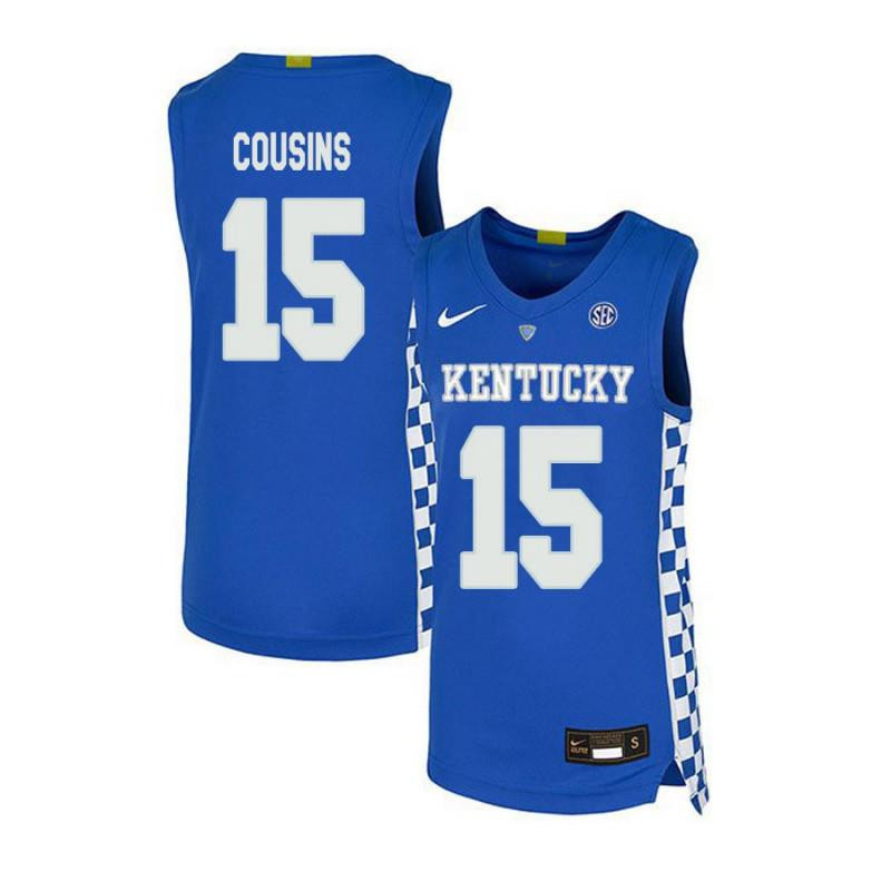 Men 15 DeMarcus Cousins Royal Blue Elite Kentucky Wildcats Basketball Jersey