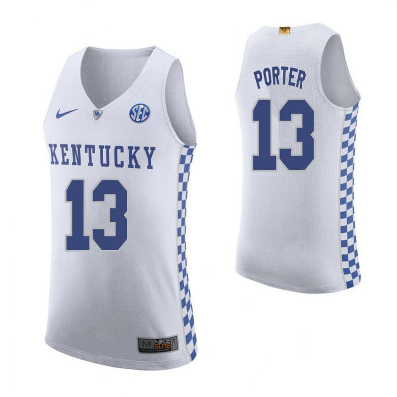 Men 13 Michael Porter Road White Elite Kentucky Wildcats Basketball Jersey