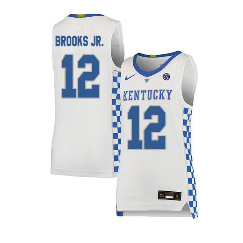 Men 12 Keion Brooks Jr White Elite Kentucky Wildcats Basketball Jersey