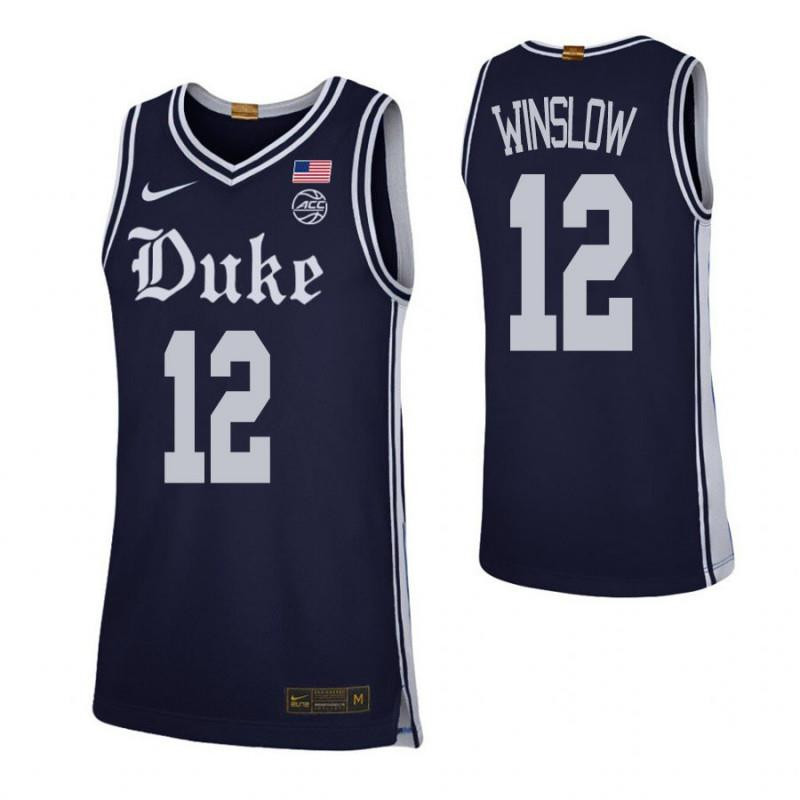 Men 12 Justise Winslow Navy Elite Duke Blue Devils Basketball Jersey