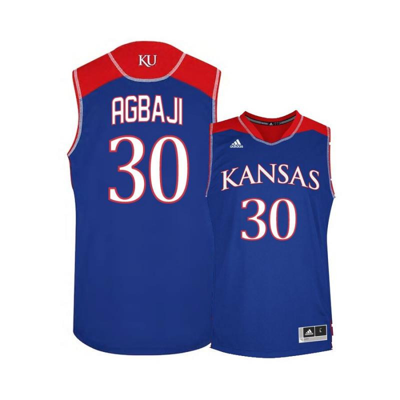 Men 30 Ochai Agbaji Blue Kansas Jayhawks Basketball Jersey