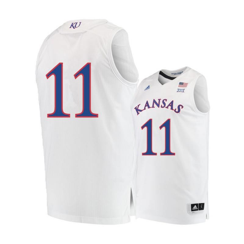 Men 11 Devon Dotson White Kansas Jayhawks Basketball Jersey